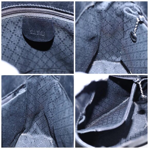 GUCCI Hand Bag Nylon Leather Black Silver - Picture 15 of 16